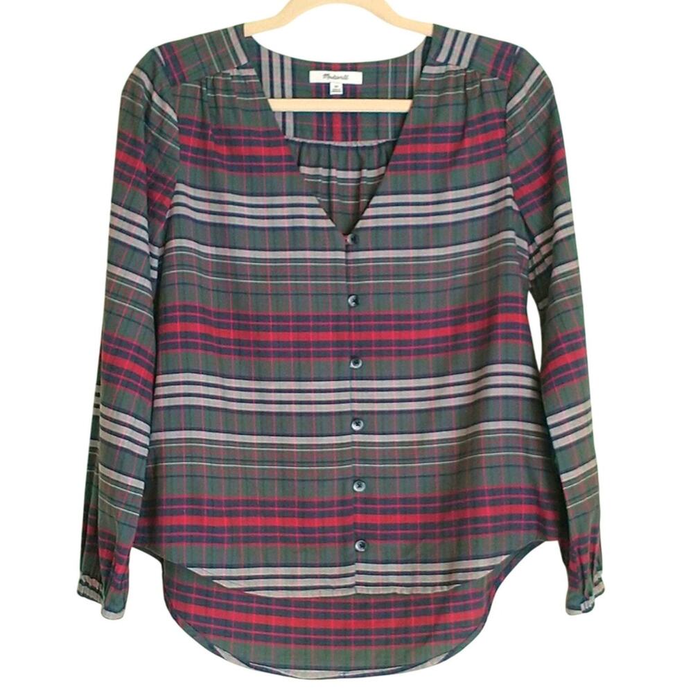 Madewell Tunic Top Women's Sz XS  Multicolor Long Sleeve Striped V-neck Pullover